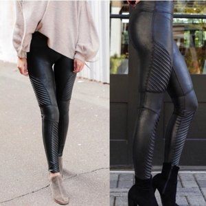 Spanx Faux Leather Moto Leggings in S - PETITE